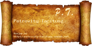 Petrovity Tacitusz névjegykártya